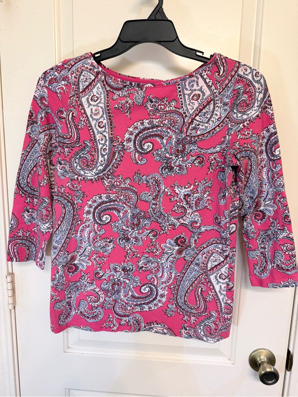 Talbots Paisley 3/4 Sleeve Top in Fuchsia & Paisley Size Medium